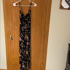 American Eagle Small Black Floral Romper Open Back